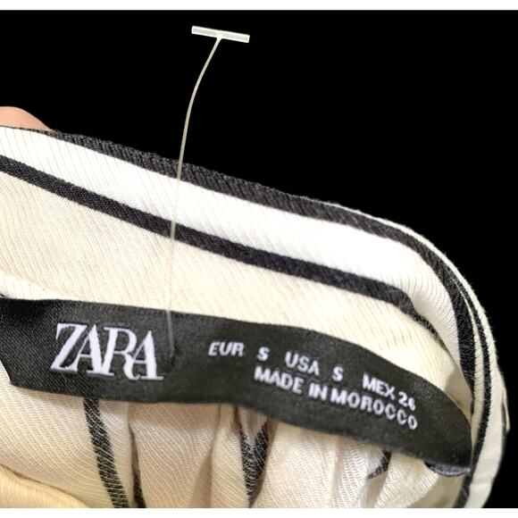 ZARA Ivory & Black Striped Viscose Button Down Shirt Dress Sz SML - Picture 16 of 16